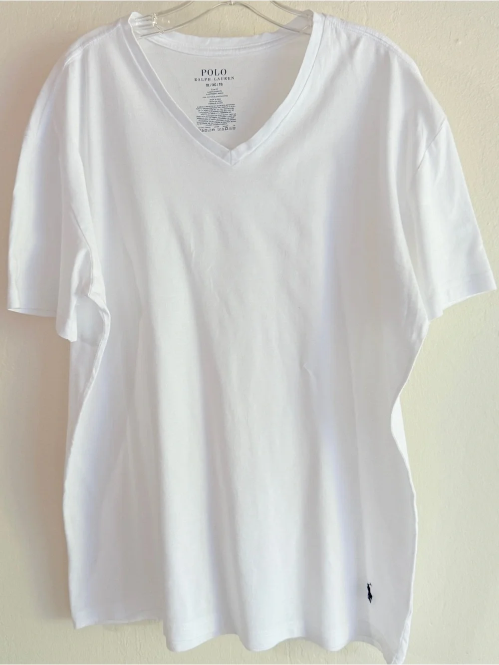 Polo Ralph Lauren Men’s White V-Neck Slim Fit Cotton T-Shirt XL